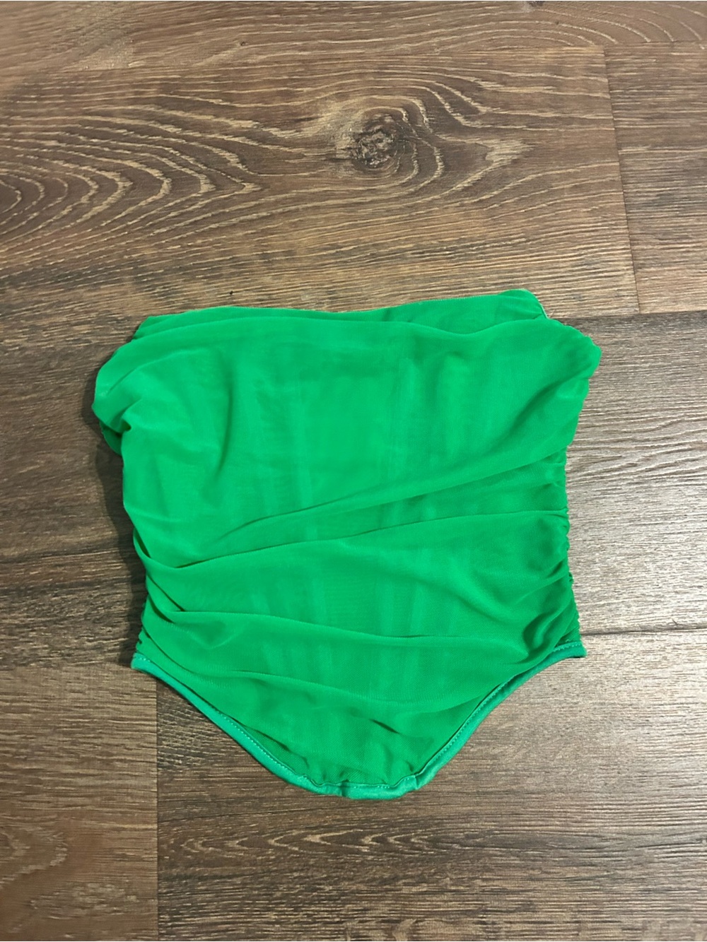 American Threads Bright Green Corset Ruched Top